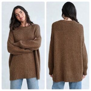 Jenni Kayne Alpaca Cocoon Crewneck Cocoa Brown XS